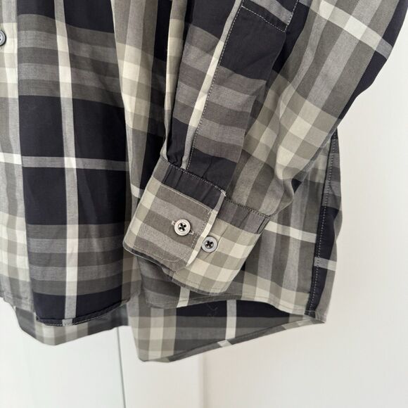 Burberry Brit Black Grey Nova Check Cotton Button Down Long Sleeve Shirt Large - Picture 4 of 7